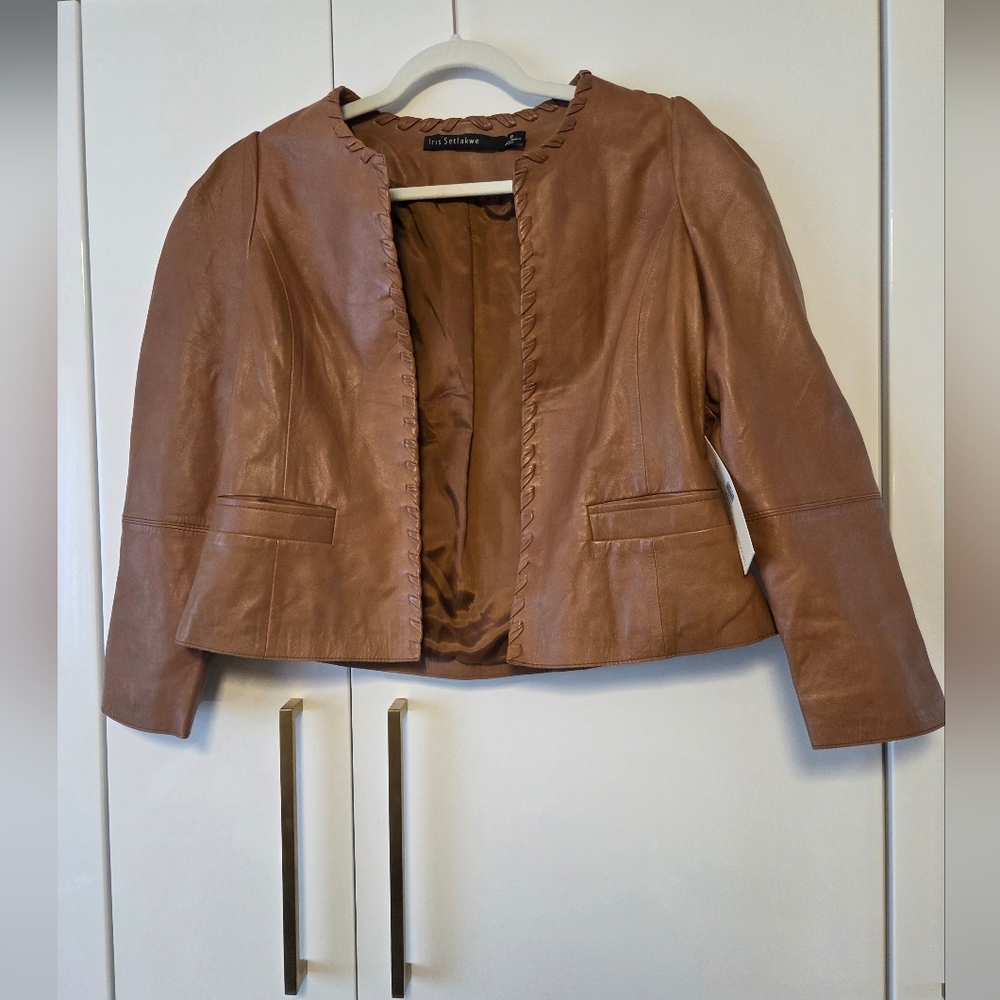 NWT Iris Setlakwe 100% Lamb Leather Jacket in Cognac